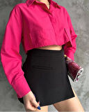 BİÇOMİ Poplin crop gömlek fuşya s3060