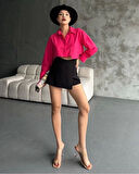 BİÇOMİ Poplin crop gömlek fuşya s3060