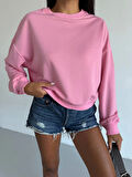 BİÇOMİ 2 iplik bisiklet yaka sweat pembe f2339