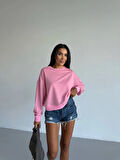 BİÇOMİ 2 iplik bisiklet yaka sweat pembe f2339