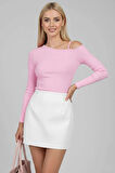 BİÇOMİ Tek Omuz İpli Bluz Pembe T4328