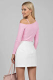 BİÇOMİ Tek Omuz İpli Bluz Pembe T4328