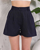 BİÇOMİ Çizgili düğmeli şort siyah s2551251