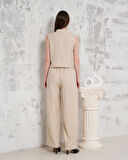BİÇOMİ Broşlu yelek pantolon takım bej s255821