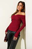 BİÇOMİ Madonna Çapraz Yaka Bluz Bordo t4331