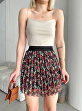 BİÇOMİ Baskılı astarlı mini etek
