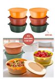 6 Adet Kapaklı Kahvaltılık Saklama Kabı 400 ml, Çok Amaçlı Yuvarlak Kase Çerezlik Set (6x400ml)