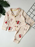 Kırmızı Ayıcık desenli %100 Pamuk bebek pijama takımı