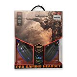 KR-3000 Pubg Pro Game Led Işıklı Mikrofonlu Bluetooth Kulak Üstü Kulaklık Mavi