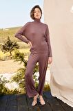 Monamise Kadın Balıkçı Yaka Lotus Çiçeği Nakışlı Pijama Takımı 21116