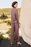 Monamise Kadın Balıkçı Yaka Lotus Çiçeği Nakışlı Pijama Takımı 21116