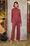 Monamise Kadın Balıkçı Yaka Çizgi Desenli Pijama Takımı 21133