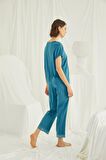 Monamise Kadın Kısa Kollu V Yakalı Dantelli Pijama Takımı 18474