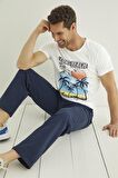 Gleymor Erkek Güneş ve Palmiye Baskılı "Long Beach" Pijama Takımı 22094