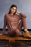 Monamise Kadın Çiçek Baskılı "Dream It Wish It!" Pijama Takımı