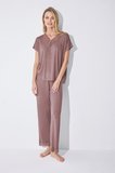 Monamise Kadın Kısa Kollu V Yakalı Dantelli Pijama Takımı 18512 