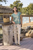 Monamise Kadın Desenli ve Baskılı "See the World" Pijama Takımı 24113 