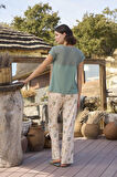 Monamise Kadın Desenli ve Baskılı "See the World" Pijama Takımı 24113 