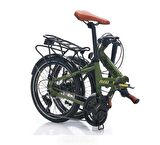 Carraro Flexi 121D MD 20" 35 CM Kadro 21 Vites Unisex Katlanır Bisiklet Haki Yeşil Siyah