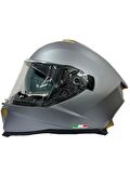 Sway 865 Full Face Double Visor Güneş Gözlüklü Kapalı Motosiklet Kaskı M Beden Mat Gri