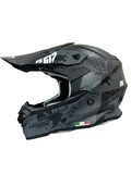 Sway 617 Full Face Cross Kapalı Bisiklet Motosiklet Enduro Kaskı XL Beden Mat Siyah Gri