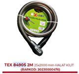 XBYC 84905 2M 25x2000 mm Halat Kilit Anahtarlı Yüksek Güvenlikli Motosiklet Kilidi
