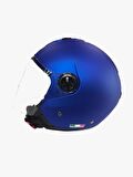 Sway 715 Şeffaf Vizörlü Yarım Motosiklet Scooter Kaskı M Beden Solid Metalic Blue