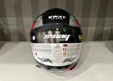 Sway 715 Şeffaf Vizörlü Yarım Motosiklet Scooter Kaskı S Beden Poison Black Grey Red