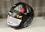 Sway 715 Şeffaf Vizörlü Yarım Motosiklet Scooter Kaskı S Beden Poison Black Grey Red