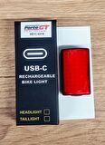 Forte GT 6319 Bisiklet Ön Işık 250 Lümen Lityum Pilli Usb Şarjlı Yüksek Güçlü Far Kırmızı