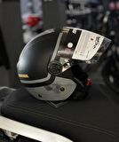 Sway 715 Şeffaf Vizörlü Yarım Motosiklet Scooter Kaskı L Beden Gemini Grey