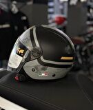 Sway 715 Şeffaf Vizörlü Yarım Motosiklet Scooter Kaskı 2XL Beden Gemini Grey