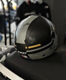 Sway 715 Şeffaf Vizörlü Yarım Motosiklet Scooter Kaskı 2XL Beden Gemini Grey