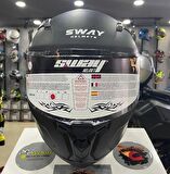 Sway 820 Full Face Şeffaf Vizör Kapalı Motosiklet Kaskı L Beden Mat Siyah