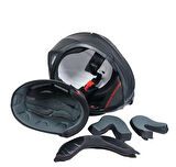 VRT MB808 Full Face Karbon Desen Çene Açılır Güneş Vizörlü Motosiklet Kaskı L Beden Siyah 
