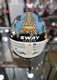 Sway 765 Çenesiz Aynalı Güneş Vizörlü Açık Motosiklet Kaskı L Beden Mat Sprıng Blue