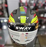 Sway 765 Çenesiz Aynalı Güneş Vizörlü Açık Motosiklet Kaskı M Beden Siyah Kırmızı