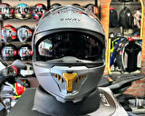 Sway 865 Full Face Double Visor Güneş Gözlüklü Kapalı Motosiklet Kaskı 2XL Beden Mat Gri