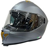 Sway 865 Full Face Double Visor Güneş Gözlüklü Kapalı Motosiklet Kaskı 2XL Beden Mat Gri