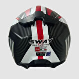 Sway 865 Full Face Güneş Gözlüklü Kapalı Motosiklet Kaskı L Beden Beyaz Kırmızı