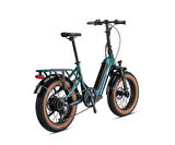 Kron Loop Coaster 20" Jant Fat Bike 7 Vites Elektrikli Katlanır Bisiklet Yeşil Gri