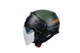 Sway 737 Şeffaf Vizörlü Güneş Gözlüklü Yarım Motosiklet Scooter Kaskı XL Beden Army Green