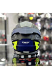 Sway 912 Full Face İridyum Vizör Çene Açılır Motosiklet Kaskı M Beden B1 Blue+1 Şeffaf Vizör Hediye