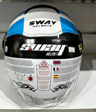 Sway 737 Şeffaf Vizörlü Güneş Gözlüklü Yarım Motosiklet Scooter Kaskı XL Beden Double With Blue Red