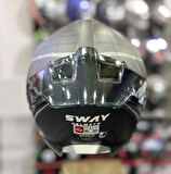Sway 865 Space Full Face Güneş Gözlüklü Kapalı Motosiklet Kaskı M Beden Black White
