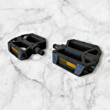 ZOZO Pedal HF-605 Mtb Reflektörlü Bisiklet Pedalı Plastik Dış Yüzey Siyah Geniş Bisiklet Pedal