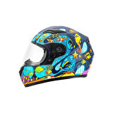 Sway 815K Full Face Şeffaf Vizör Çocuk Motosiklet Kaskı M Beden Ocean Black Blue