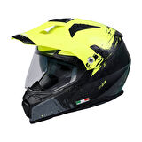 Sway X60 Solid Full Face Enduro Touring Adventure Kapalı Motosiklet Kaskı L Beden Sarı Siyah