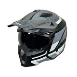 Sway X1-X Seul Track Modüler Full Face Çene Sökülebilen Motosiklet Kaskı M Beden Siyah Gri