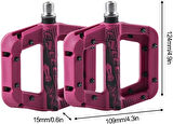 Enlee Renkli Çivili Kaymaz Platform Pedal MTB Rulmanlı Plastik Alüminyum Pedal Ultra Hafif Mor 
